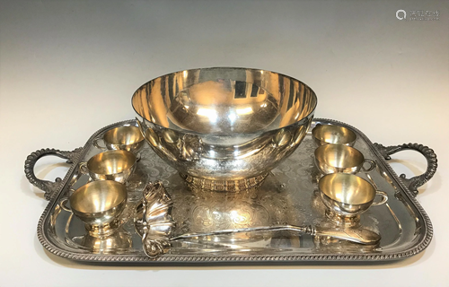 (9) Gorham Silver Plate Punch Set