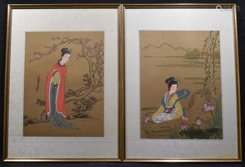 (2) Chinese Paintings of Asian Ladies