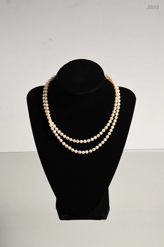 Double Row Pearl Choker with 14K Gold Clasp