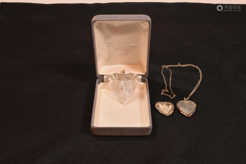 (2) Heart Pendants, Waterford & Sterling