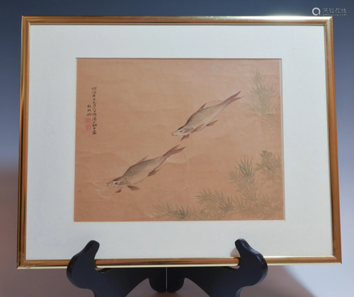 Chinese Watercolor with Carp