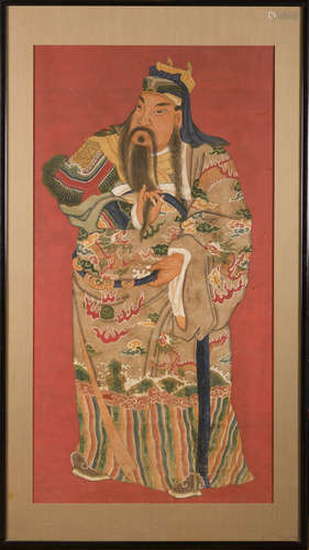 Chinese painting on paper 'Guandi', Qing Dynasty (98x174cm)