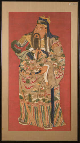 Chinese painting on paper 'Guandi', Qing Dynasty (98x174cm)