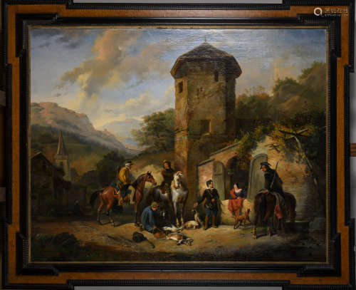 F. Marinus: painting (o/c) 'the travelers' (119x150cm)
