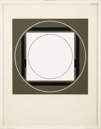 G. Decock: drawing/paper 'geometrical abstract', 1978 (45x45cm)