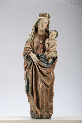 Wooden sculpture 'madonna with child' (*) (86cm)