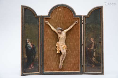 Triptych with Christ and two painted panels (100x86cm)