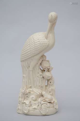 Statue in Chinese blanc de Chine porcelain 'heron' (45cm)