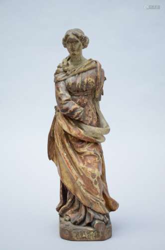 A sculpture in wood 'lady with draped dress' (*) (43cm)