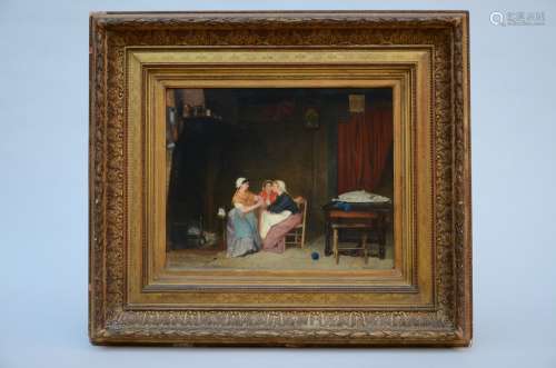 Charles Ronot: painting (o/c) 'ladies in an interior' (46x38cm)