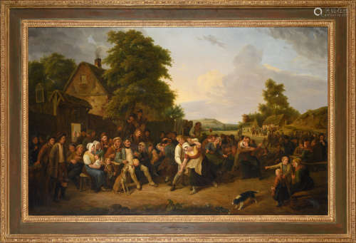 Constant Coene: painting (o/p) 'the village fair' (*) (100x64cm)
