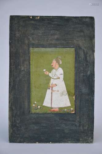 Indian painting on paper 'portrait of a Mughal nobleman' (11x16cm)