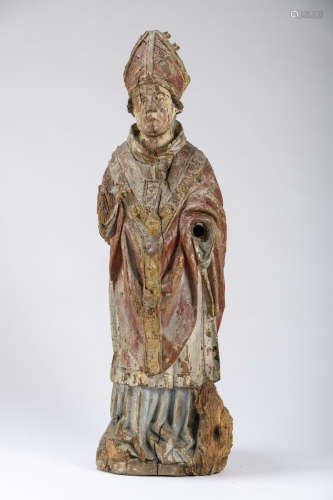 A polychrome wooden sculpture 'bishop' (*) (114cm)