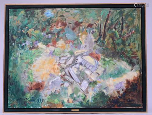 Jean Milo: painting (o/c) 'retour aux sources', 1987 (126x93cm)