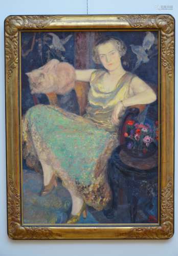 François Pycke: painting (o/c) 'Madame Bonnel' (85x120cm)