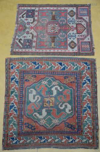 Lot: 2 Caucasian carpets with geometric figures (*)