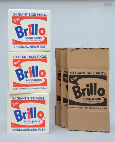 Quinze & Milan: three ottoman and three cardboard boxes 'Andy Warhols Brillo' (40cm)