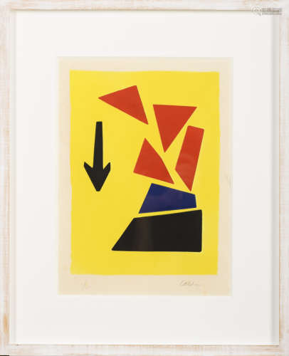 Alexander Calder: (5/25) print-multiple 'red, blue, black and yellow' (26x37cm)