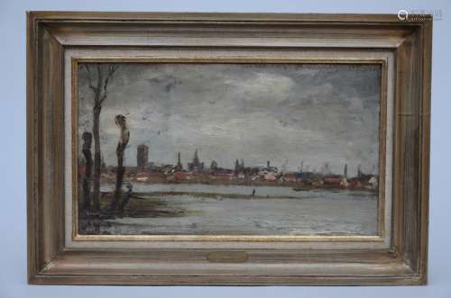 Henry Permeke: painting (o/c) 'flood of Mechlin' (47x28cm)