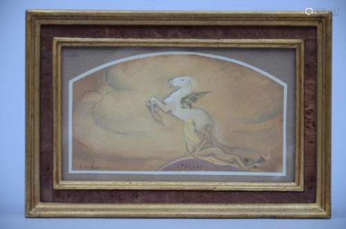 J.P. De Boever: painting (watercolor/paper) 'Pegasus' (20x11cm)