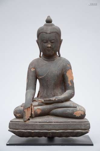 A Burmese buddha in black lacquer (*) (70cm)