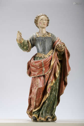 Baroque sculpture in polychrome wood 'saint' (87cm)