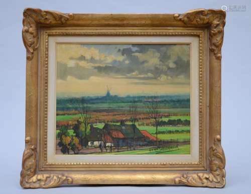 Achille Van Sassenbrouck: painting (o/p) 'the farm' (46x38cm)