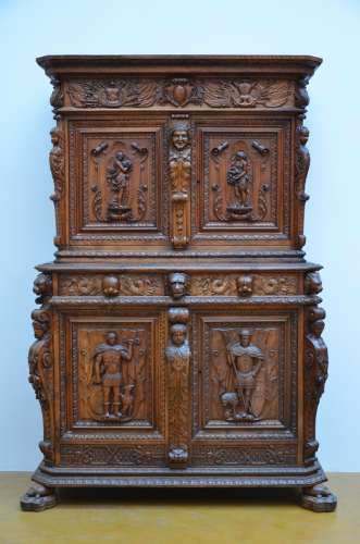 A Henri II style four-door cupboard in walnut, 19th century (52x130x198cm)