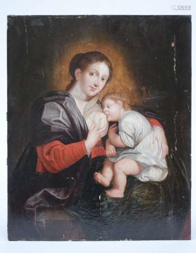 Anonymous (17th century): painting (o/p) 'Madonna with child' (*) (40x49cm)