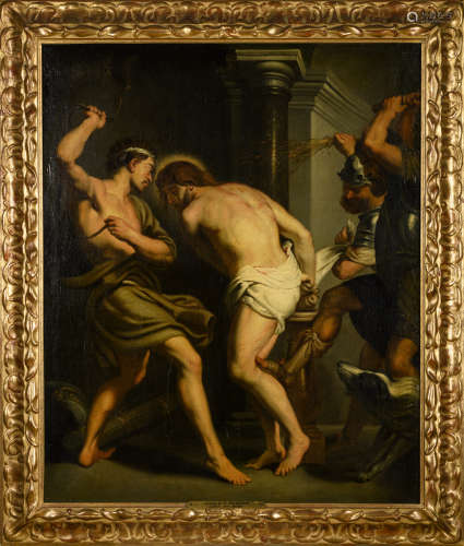 Anonymous (17th - 18th century): painting (o/c) 'flagellation of Christ' (78x94cm)