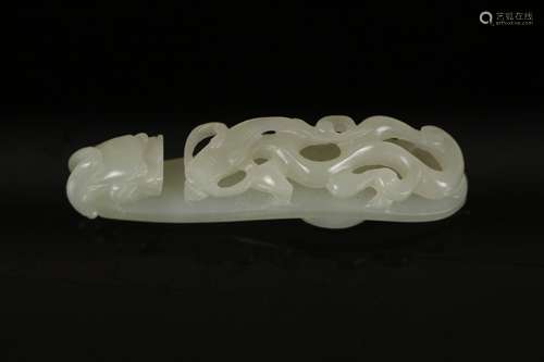 WHITE JADE BELT HOOK QING