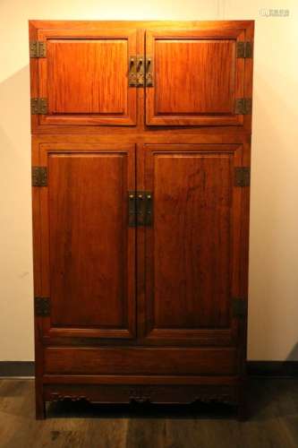 LARGE HARDWOOD COMPOUND CABINET EARLY 20TH C.