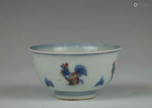UNDERGLAZED-BLUE AND COPPER-RED CUP, CHENGHUA MARK