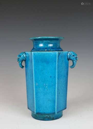 A CHINESE PEACOCK BLUE VASE