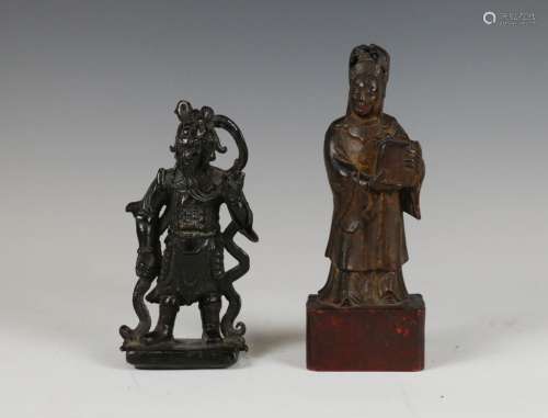 TWO CARVED ANCIENT FIGURES