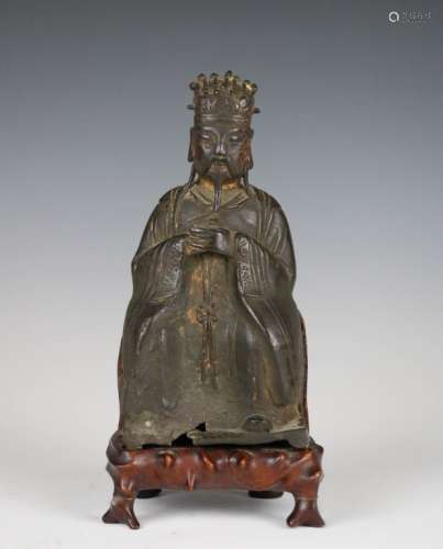 CHINESE BRONZE ANCIENT FIGURE W/STAND