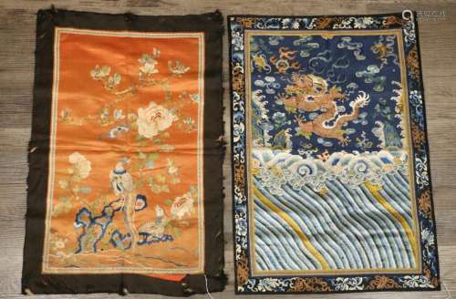 TWO SILK EMBRODIERY PIECES
