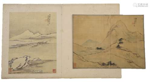 LIANG YUWEI (1840-1912) TWO LANDSCAPE PAGES