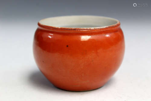 Chinese red coral porcelain bowl.