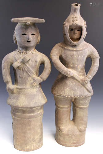 Two Antique Japanese pottery figures.
