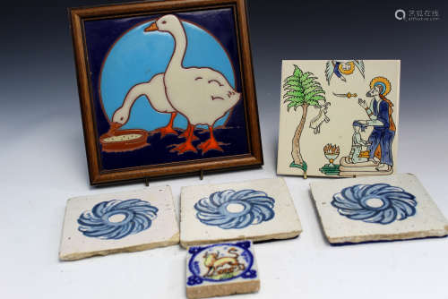 Group of vintage tiles.