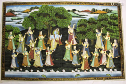 Indian water color painting on cloth.