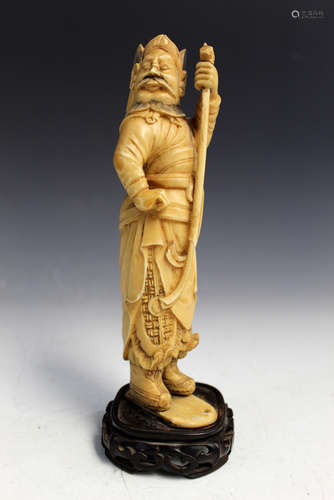 Antique Chinese Carved Warrior Statue.