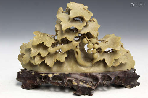 Chinese carved soapstone brush holder.