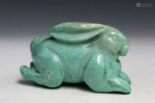 Japanese carved torquise rabbit.