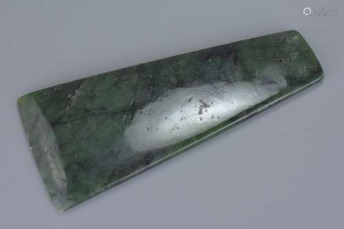 Spinach Jade Axe Head. 19cms long