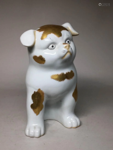Japanese Kutani Porcelain Model of a Puppy