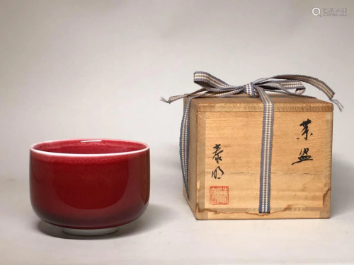 Japanese Oxbloood Porcelain Teabowl with Box