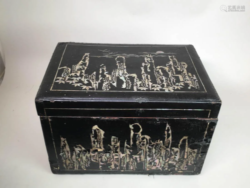 Antique Korean Lacquer Box with MOP inlay