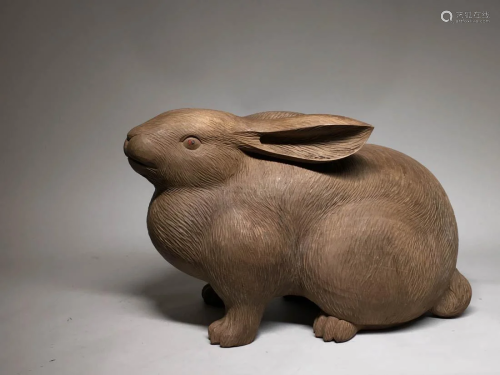 Japanese Wood Sculpture of Fat Rabbit